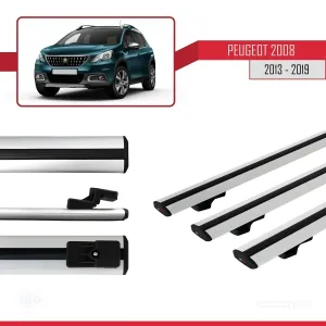 Peugeot 2008 2013-2019 Arası ile uyumlu Basic Model Ara Atkı Tavan Barı GRİ 3 ADET thumb 3