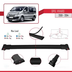 Opel Vivaro 2001-2014 Arası ile uyumlu FLY Model Ara Atkı Tavan Barı SİYAH 3 ADET BAR thumb 4
