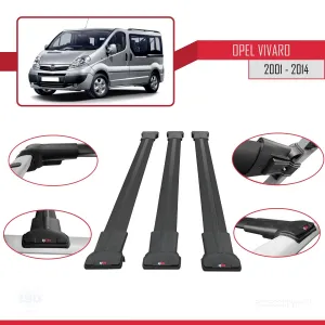 Opel Vivaro 2001-2014 Arası ile uyumlu FLY Model Ara Atkı Tavan Barı SİYAH 3 ADET BAR thumb 5