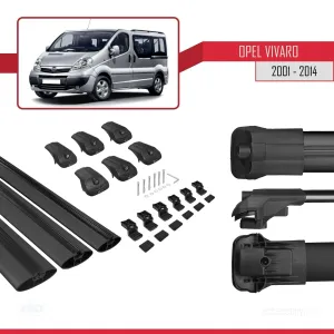 Opel Vivaro 2001-2014 Arası ile uyumlu ACE-1 Ara Atkı Tavan Barı SİYAH 3 ADET BAR thumb 5