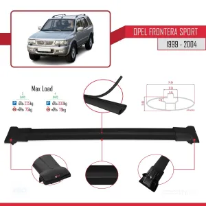 Opel Frontera Sport 1999-2004 Arası ile Uyumlu FLY Model Ara Atkı Tavan Barı SİYAH 3 ADET BAR thumb 4