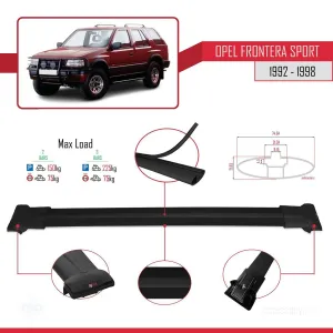 Opel Frontera Sport 1992-1998 Arası ile uyumlu FLY Model Ara Atkı Tavan Barı SİYAH thumb 4