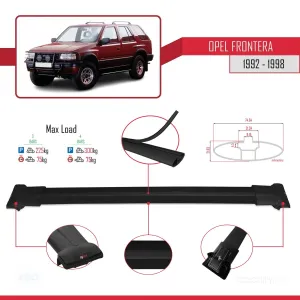 Opel Frontera 1992-1998 Arası ile Uyumlu FLY Model Ara Atkı Tavan Barı SİYAH 3 ADET BAR thumb 4
