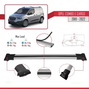 Opel Combo (E) PANELVAN 2019-2022 Arası ile uyumlu FLY Model Ara Atkı Tavan Barı GRİ 4 ADET BAR thumb 3