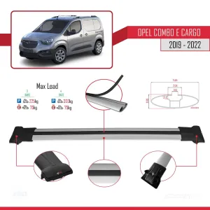 Opel Combo (E) PANELVAN 2019-2022 Arası ile uyumlu FLY Model Ara Atkı Tavan Barı GRİ 3 ADET BAR thumb 3