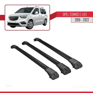 Opel Combo (E) PANELVAN 2019-2022 Arası ile uyumlu ACE-1 Ara Atkı Tavan Barı SİYAH 3 ADET BAR thumb 3