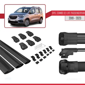 Opel Combo (E) Life PASSENGERVAN 2019-2023 Arası ile uyumlu ACE-1 Ara Atkı Tavan Barı SİYAH 3 ADET BAR thumb 5