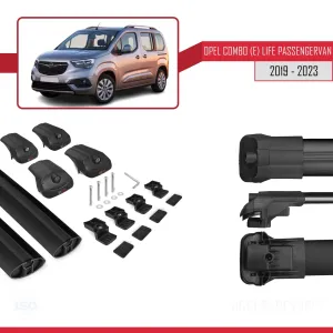 Opel Combo (E) Life PASSENGERVAN 2019-2023 Arası ile uyumlu ACE-1 Ara Atkı Tavan Barı SİYAH thumb 5