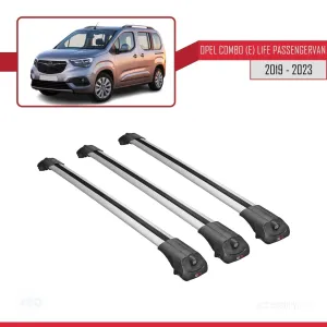 Opel Combo (E) Life PASSENGERVAN 2019-2023 Arası ile uyumlu ACE-1 Ara Atkı Tavan Barı GRİ 3 ADET BAR thumb 3