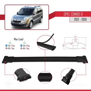 Opel Combo (D) 2012-2018 Arası ile uyumlu FLY Model Ara Atkı Tavan Barı SİYAH 3 ADET BAR - Görsel 4