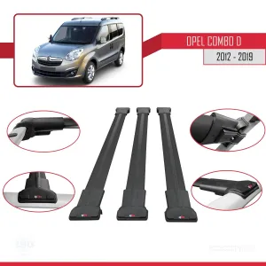 Opel Combo (D) 2012-2018 Arası ile uyumlu FLY Model Ara Atkı Tavan Barı SİYAH 3 ADET BAR - Görsel 5