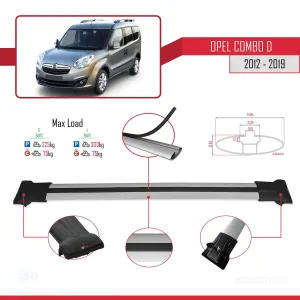 Opel Combo (D) 2012-2018 Arası ile uyumlu FLY Model Ara Atkı Tavan Barı GRİ 3 ADET BAR thumb 4