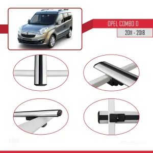Opel Combo (D) 2011-2018 Arası ile uyumlu Basic Model Ara Atkı Tavan Barı GRİ 3 ADET thumb 4
