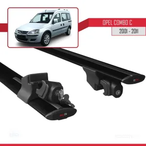 Opel Combo (C) 2001-2011 Arası ile uyumlu HOOK Model Anahtar Kilitli Ara Atkı Tavan Barı SİYAH thumb 5