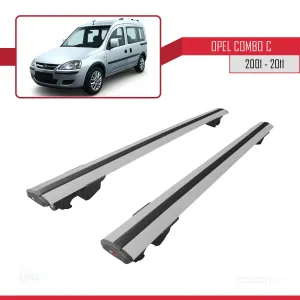 Opel Combo (C) 2001-2011 Arası ile uyumlu HOOK Model Anahtar Kilitli Ara Atkı Tavan Barı GRİ thumb 4