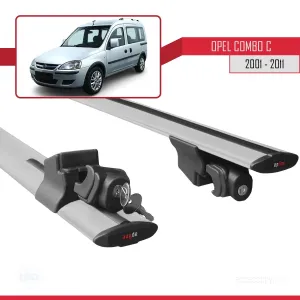 Opel Combo (C) 2001-2011 Arası ile uyumlu HOOK Model Anahtar Kilitli Ara Atkı Tavan Barı GRİ thumb 5