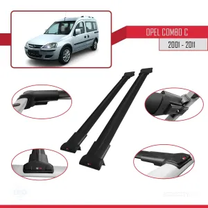 Opel Combo (C) 2001-2011 Arası ile uyumlu FLY Model Ara Atkı Tavan Barı SİYAH thumb 5