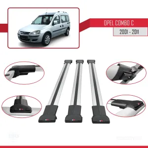 Opel Combo (C) 2001-2011 Arası ile uyumlu FLY Model Ara Atkı Tavan Barı GRİ 3 ADET BAR thumb 5