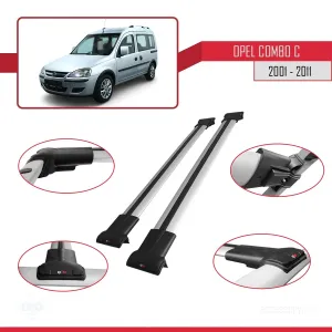 Opel Combo (C) 2001-2011 Arası ile uyumlu FLY Model Ara Atkı Tavan Barı GRİ thumb 5