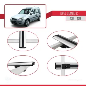 Opel Combo (C) 2001-2011 Arası ile uyumlu Basic Model Ara Atkı Tavan Barı GRİ 3 ADET thumb 4