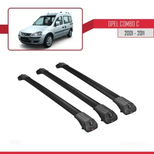 Opel Combo (C) 2001-2011 Arası ile uyumlu ACE-1 Ara Atkı Tavan Barı SİYAH 3 ADET BAR thumb 3