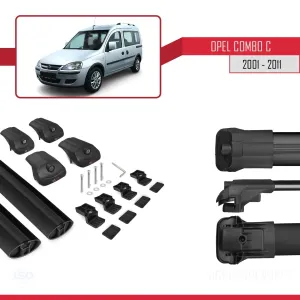 Opel Combo (C) 2001-2011 Arası ile uyumlu ACE-1 Ara Atkı Tavan Barı SİYAH thumb 5