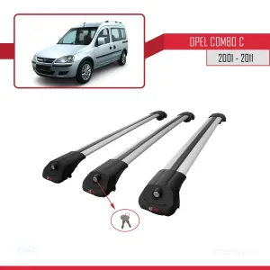 Opel Combo (C) 2001-2011 Arası ile uyumlu ACE-1 Ara Atkı Tavan Barı GRİ 3 ADET BAR thumb 4