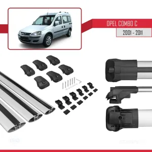 Opel Combo (C) 2001-2011 Arası ile uyumlu ACE-1 Ara Atkı Tavan Barı GRİ 3 ADET BAR thumb 5