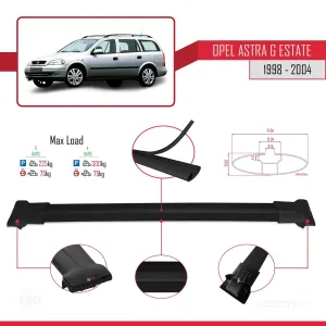 Opel Astra (G) SW 1998-2004 Arası ile Uyumlu FLY Model Ara Atkı Tavan Barı SİYAH 3 ADET BAR - Görsel 4