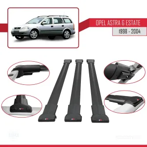 Opel Astra (G) SW 1998-2004 Arası ile Uyumlu FLY Model Ara Atkı Tavan Barı SİYAH 3 ADET BAR - Görsel 5