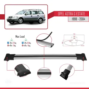 Opel Astra (G) SW 1998-2004 Arası ile Uyumlu FLY Model Ara Atkı Tavan Barı GRİ 3 ADET BAR thumb 4