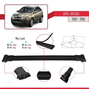 Opel Antara 2007-2016 Arası ile uyumlu FLY Model Ara Atkı Tavan Barı SİYAH thumb 4