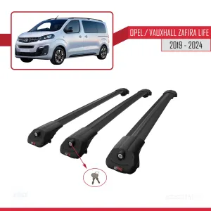 Opel / Vauxhall Zafira Life 2019 ve Sonrası ile uyumlu ACE-1 Ara Atkı Tavan Barı SİYAH 3 ADET BAR thumb 4