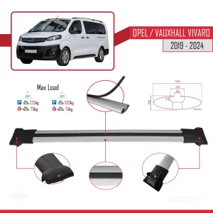 Opel / Vauxhall Vivaro 2019 ve Sonrası ile uyumlu FLY Model Ara Atkı Tavan Barı GRİ  3 ADET thumb 4
