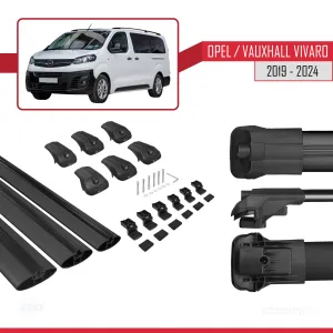 Opel / Vauxhall Vivaro 2019 ve Sonrası ile uyumlu ACE-1 Ara Atkı Tavan Barı SİYAH 3 ADET BAR thumb 5