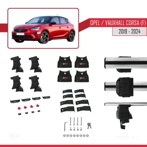 Opel / Vauxhall Corsa (F) 2019 ve Sonrası ile uyumlu ACE-4 Ara Atkı Tavan Barı GRİ thumb 4