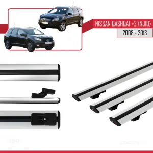 Nisssan Qashqai +2 (NJ10) 2008-2013 Arası ile uyumlu Basic Model Ara Atkı Tavan Barı GRİ 3 ADET - Görsel 3