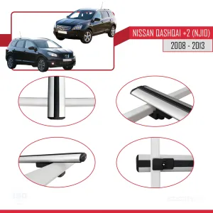 Nisssan Qashqai +2 (NJ10) 2008-2013 Arası ile uyumlu Basic Model Ara Atkı Tavan Barı GRİ 3 ADET - Görsel 4