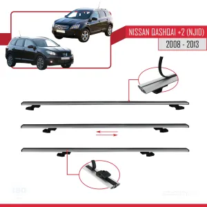 Nisssan Qashqai +2 (NJ10) 2008-2013 Arası ile uyumlu Basic Model Ara Atkı Tavan Barı GRİ 3 ADET - Görsel 5