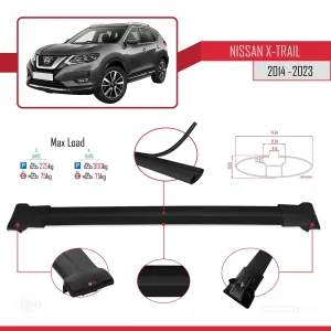 Nissan X-Trail 2014-2021 Arası ile Uyumlu FLY Model Ara Atkı Tavan Barı SİYAH 3 ADET BAR - Görsel 4