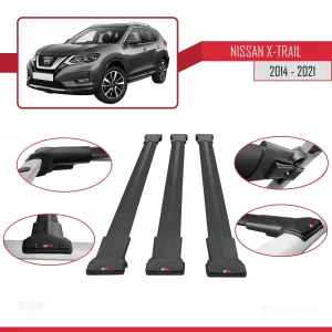 Nissan X-Trail 2014-2021 Arası ile Uyumlu FLY Model Ara Atkı Tavan Barı SİYAH 3 ADET BAR - Görsel 5