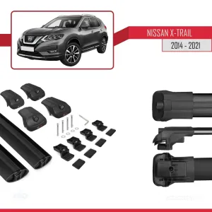 Nissan X-Trail 2014-2021 Arası ile uyumlu ACE-1 Ara Atkı Tavan Barı SİYAH thumb 5