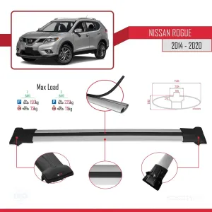 Nissan Rogue 2014-2020 Arası ile uyumlu FLY Model Ara Atkı Tavan Barı GRİ thumb 4