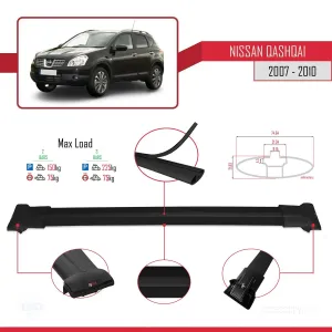 Nissan Qashqai 2010-2014 Arası ile uyumlu FLY Model Ara Atkı Tavan Barı SİYAH thumb 4