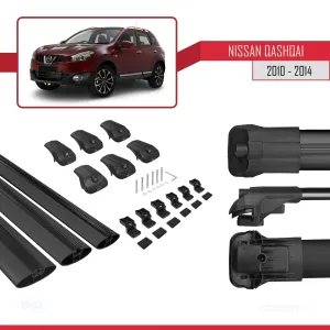 Nissan Qashqai 2010-2014 Arası ile uyumlu ACE-1 Ara Atkı Tavan Barı SİYAH 3 ADET BAR thumb 5