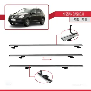 Nissan Qashqai 2007-2010 Arası ile uyumlu Basic Model Ara Atkı Tavan Barı GRİ 3 ADET thumb 5