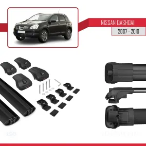 Nissan Qashqai 2007-2010 Arası ile uyumlu ACE-1 Ara Atkı Tavan Barı SİYAH thumb 5