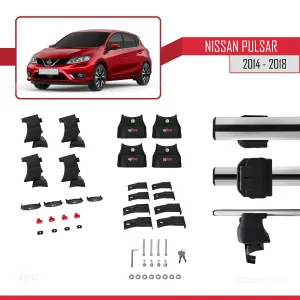 Nissan Pulsar 2014-2018 Arası ile uyumlu ACE-4 Ara Atkı Tavan Barı GRİ thumb 4