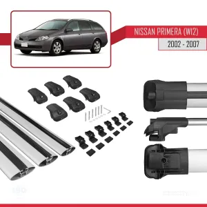 Nissan Primera (W12) 2002-2007 Arası ile uyumlu ACE-1 Ara Atkı Tavan Barı GRİ 3 ADET BAR - Görsel 5
