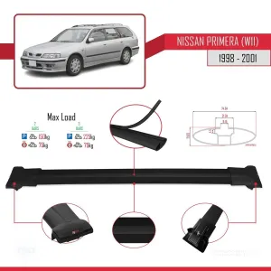 Nissan Primera (W11) 1998-2001 Arası ile Uyumlu FLY Model Ara Atkı Tavan Barı SİYAH thumb 4